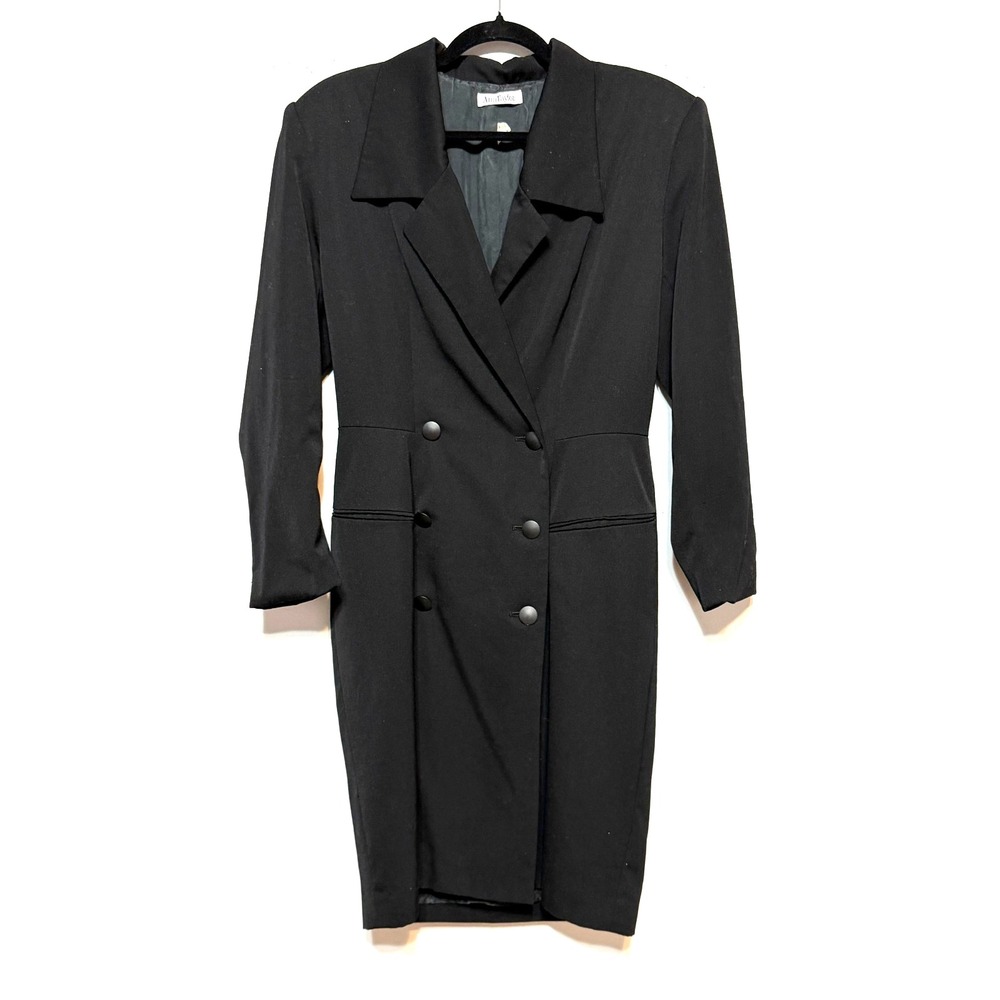 Vtg Ann Taylor 100% Wool Blazer Dress Women Size 12 Office Siren Power Dresssing
